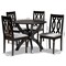 Baxton Studio Mona Grey Upholstered and Dark Brown Finished Wood 5-Piece Dining Set 170-9734-10902 - alternate 3